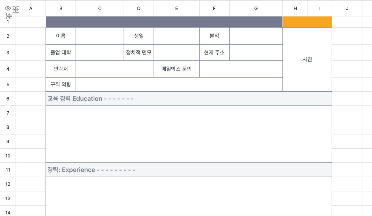 개인 구직 이력서